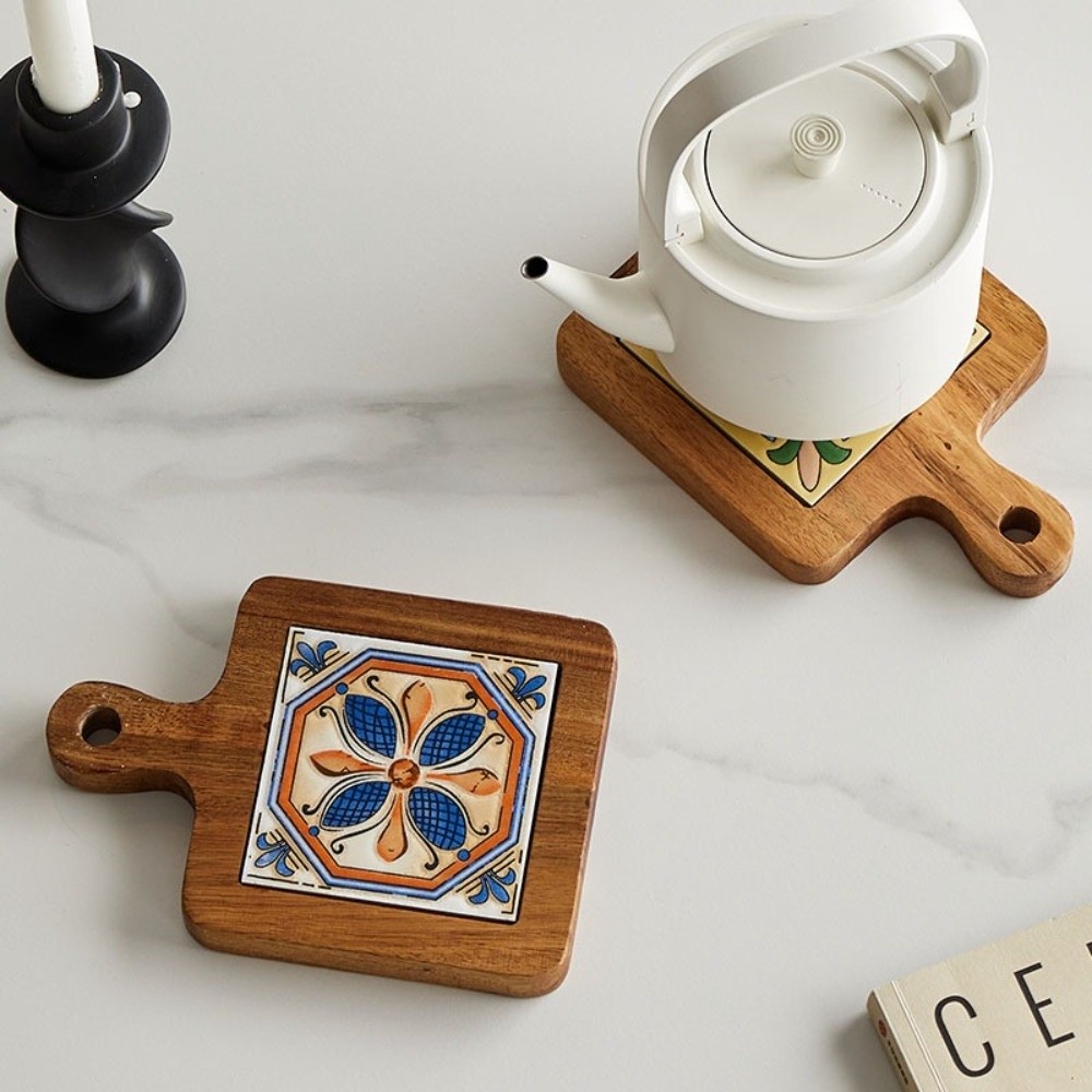 قاعدة أطباق خشبية مقاومة للحرا - مراجعة Ceramic Tile Blank وسعره
